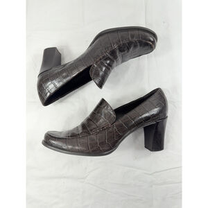Franco Sarto Alligator Print Slip-On Heel Shoes leather size 8.5 M